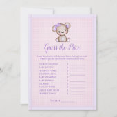 Invitation Devinez Le Prix Mignonne Violet Ours Fille Douche  (Devant)