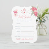 Invitation Devinez le thème de la Baby Shower avec des roses (Debout devant)