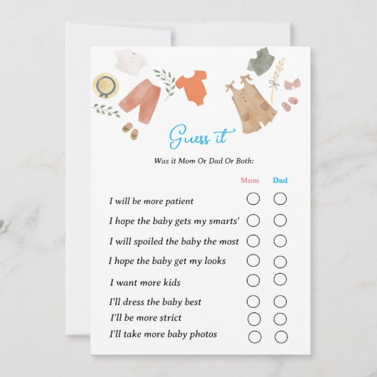 Invitation Devinez que le genre révéler jeu de fête maman ou (Devant)