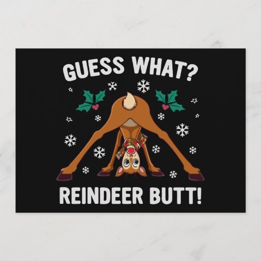 Invitation Devinez Quelle Blague de Noël sur le Cul de Renne (Devant)