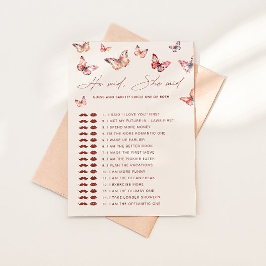 Invitation Devinez qui a dit Boho Papillon Enterrement de Vie