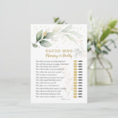 Invitation Devinez Qui Baby shower Jeu Floral Verdure Invita (Debout devant)