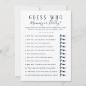 Invitation Devinez Qui Baby shower Jeu | Nautical Whale Boy (Devant)