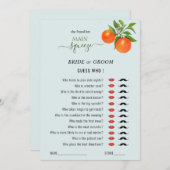 Invitation Devinez qui 'Main Squeeze' jeu de Fête des mariées (Devant / Derrière)