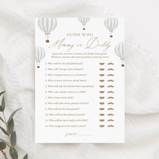 Invitation Devinez qui maman ou papa Baby shower de ballon je