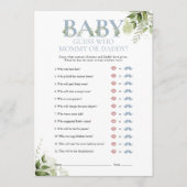 Invitation Devinez Qui Maman Papa Baby shower Vert Jeu (Devant)