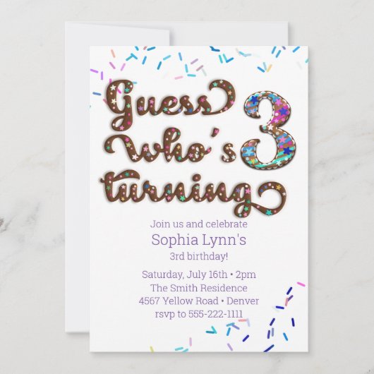 Invitation Devinez qui tourne 3 biscuits (Devant)