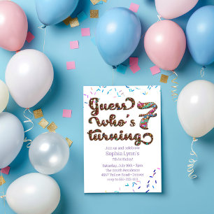 Invitation Devinez qui tourne 7 sauterelles Cookie Anniversai