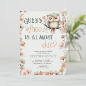 Invitation Devinez Whoo Woodland Owl Baby shower (Debout devant)