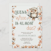 Invitation Devinez Whoo Woodland Owl Baby shower (Devant / Derrière)