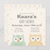Invitation Devinez Whoos dû avec 2 baby shower Owl (Devant / Derrière)
