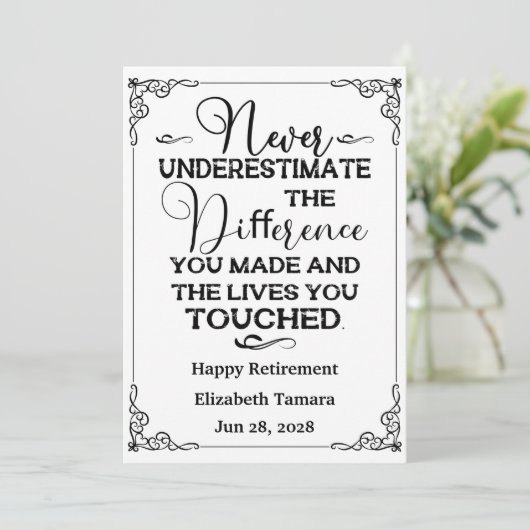 Invitation Devis personnalisés de retraite heureuse (Debout devant)