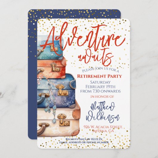 Invitation Devise de la partie de retraite - Aventure (Devant / Derrière)