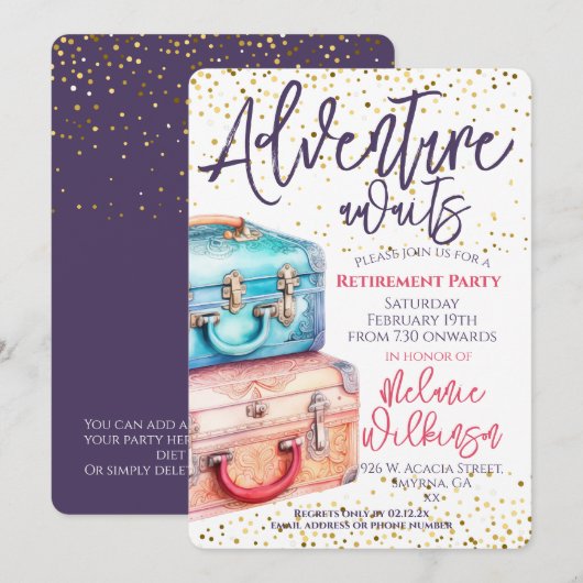 Invitation Devise de la partie de retraite - Aventure (Devant / Derrière)