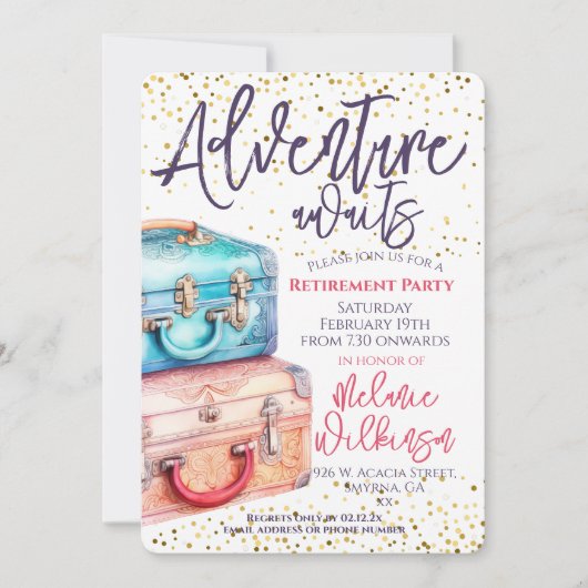 Invitation Devise de la partie de retraite - Aventure (Devant)