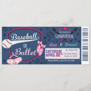 Invitation Dévoilement du sexe du bébé - Ballets de baseball