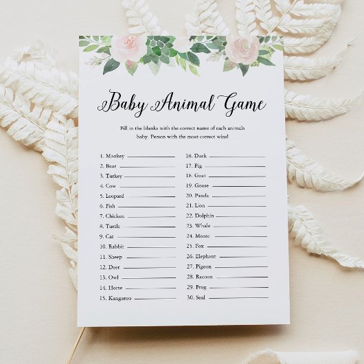 Invitation DEVON Baby Animal Green Baby shower Jeu