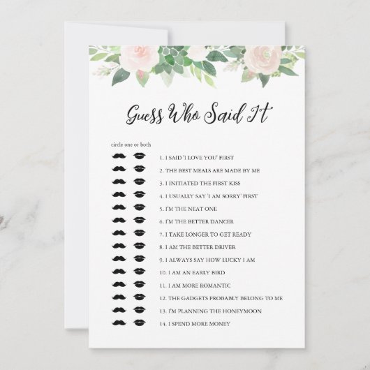 Invitation DEVON Devine Qui A Dit It Fête des mariées Game (Devant)