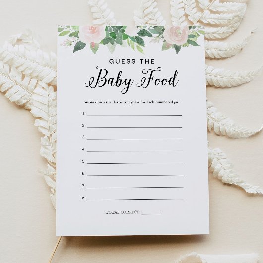 Invitation DEVON Green Guess the Baby Food Game Card