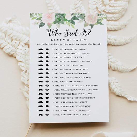 Invitation DEVON Qui L'A Dit Maman Papa Baby Game Card