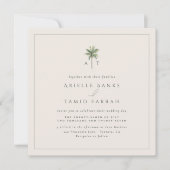 Invitation Devonport Monogram Moderne Aquarelle Palm Mariage (Devant)