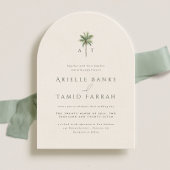 Invitation Devonport Monogram Moderne Aquarelle Palm Mariage