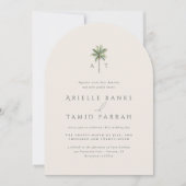 Invitation Devonport Monogram Moderne Aquarelle Palm Mariage (Devant)