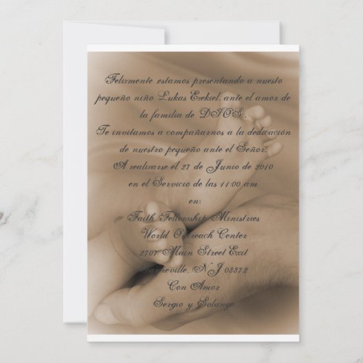 Invitation dévouement de bébé (Dos)