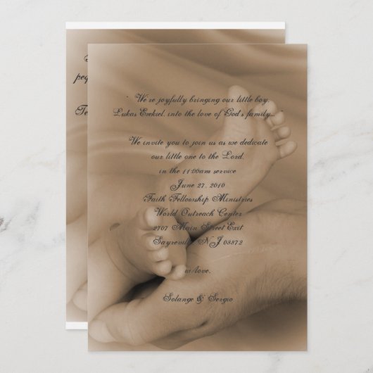 Invitation dévouement de bébé (Devant / Derrière)