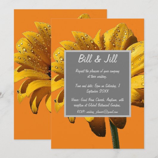 Invitation Dew Drops Daisy Mariage (Devant / Derrière)