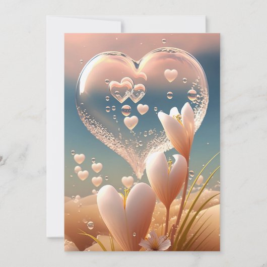 Invitation Dew of Love : Crystal Heart Floral Mariage Invitat (Devant)