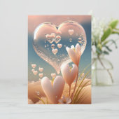 Invitation Dew of Love : Crystal Heart Floral Mariage Invitat (Debout devant)