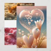 Invitation Dew of Love : Crystal Heart Floral Mariage Invitat (Devant / Derrière)