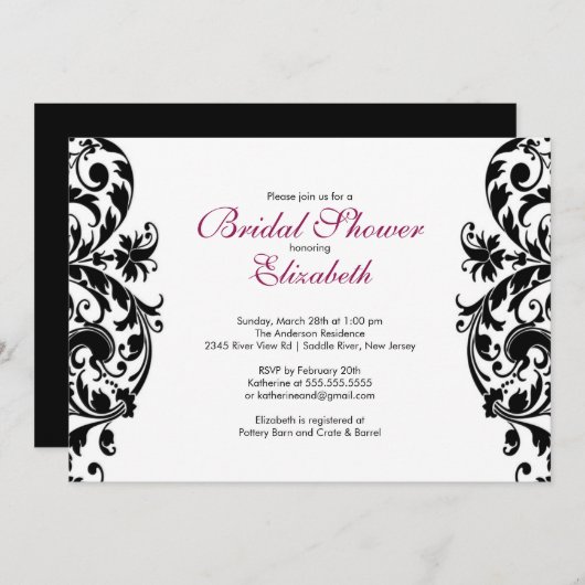 Invitation d'Fête de l'mariée à la mode des mariée (Devant / Derrière)