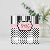 Invitation d'Fête de l'mariée à points Polka noirs (Debout devant)