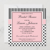 Invitation d'Fête de l'mariée à points Polka noirs (Dos)