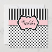 Invitation d'Fête de l'mariée à points Polka noirs (Devant)