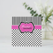 Invitation d'Fête de l'mariée à points Polka noirs (Debout devant)