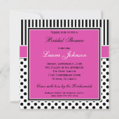 Invitation d'Fête de l'mariée à points Polka noirs (Dos)