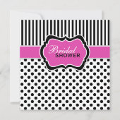 Invitation d'Fête de l'mariée à points Polka noirs (Devant)