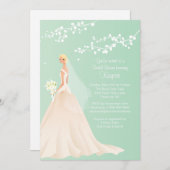 Invitation d'Fête de l'mariée de mariée Green BLON (Devant / Derrière)