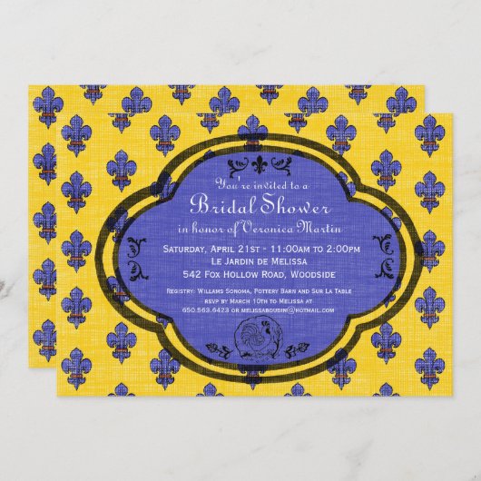 Invitation d'Fête de l'mariée provençale du sud de (Devant / Derrière)