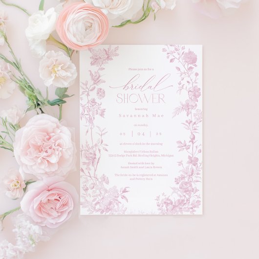 Invitation d'Fête des mariées Blush Toile | Chi fl