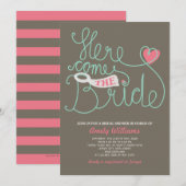 Invitation d'Fête des mariées Brown rose amusant (Devant / Derrière)