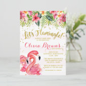 Invitation d'Flamants roses Baby showers Flamingle (Debout devant)