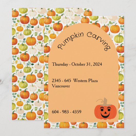 Invitation d'Halloween (Devant / Derrière)