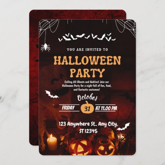Invitation d'Halloween (Devant / Derrière)