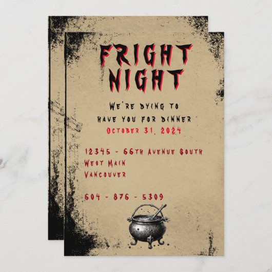 Invitation d'Halloween (Devant / Derrière)
