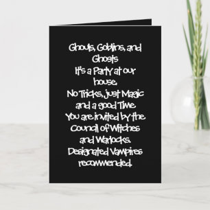 Invitation d'Halloween, 5" x 7" Carte de voeux pli