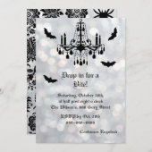 Invitation d'Halloween à chauves-souris argentées (Devant / Derrière)